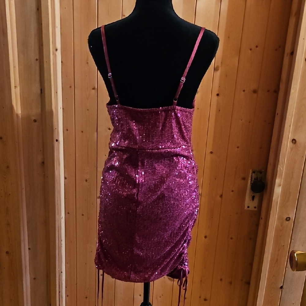 Wild Fable Glittering Fuchsia Mini Dress - Picture 3 of 5